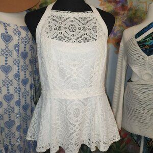 NWT- White Lace Halter Style Top-Nanette Lepore